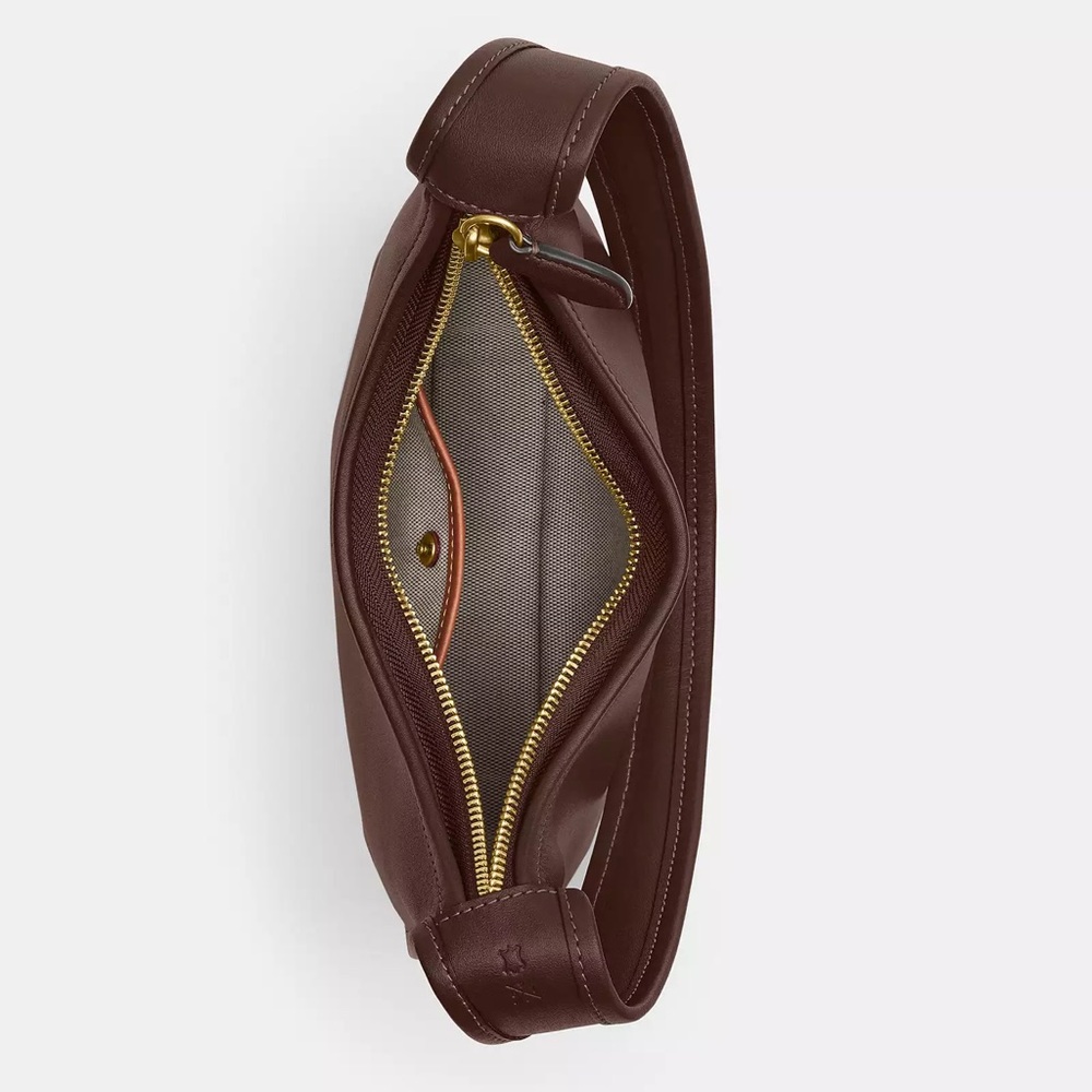 Coach Originals Curve Zip Bag in Brass/Maple Brown Glovetanned Leather NWT - Picture 6 of 11